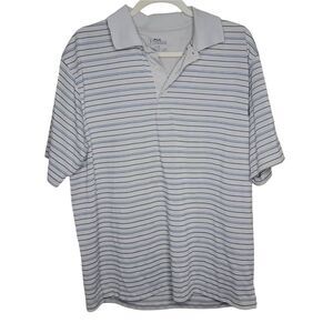 PGA Tour Stripe Golf Polo Shirt Cream White Large